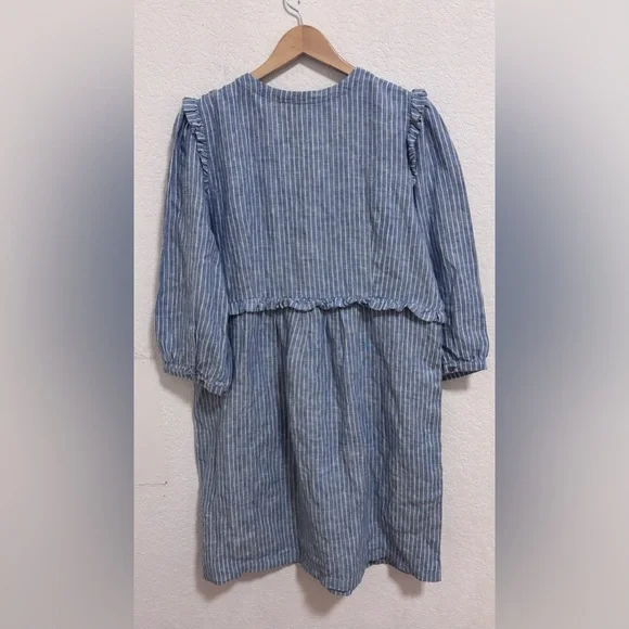 Garnet hill 100% linen ruffle detail dress - Picture 5 of 7